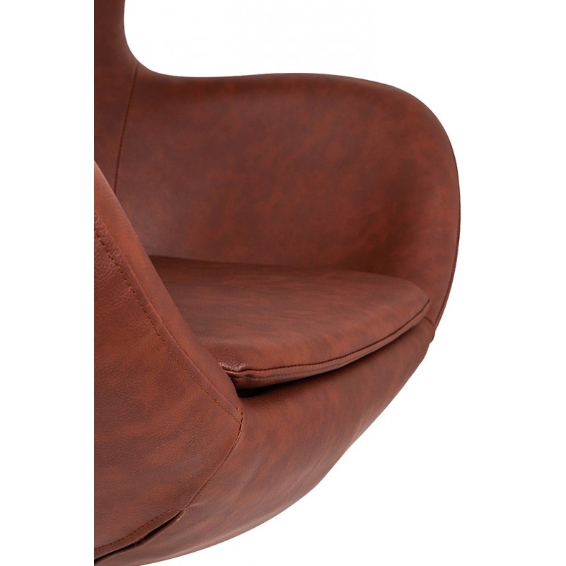 Fotel EGG SZEROKI PU brąz vintage brandy