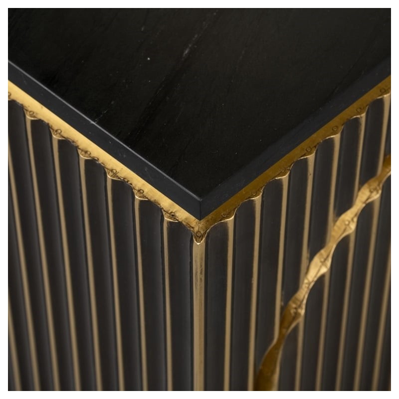 RICHMOND szafka nocna LES ARCS -          szczotkowane złoto, mosiądz, marmur, MDF