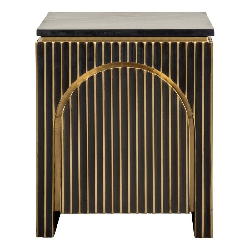 RICHMOND szafka nocna LES ARCS -          szczotkowane złoto, mosiądz, marmur, MDF