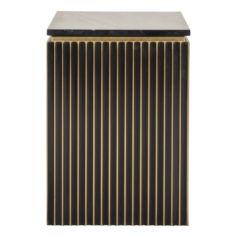 RICHMOND szafka nocna LES ARCS -          szczotkowane złoto, mosiądz, marmur, MDF