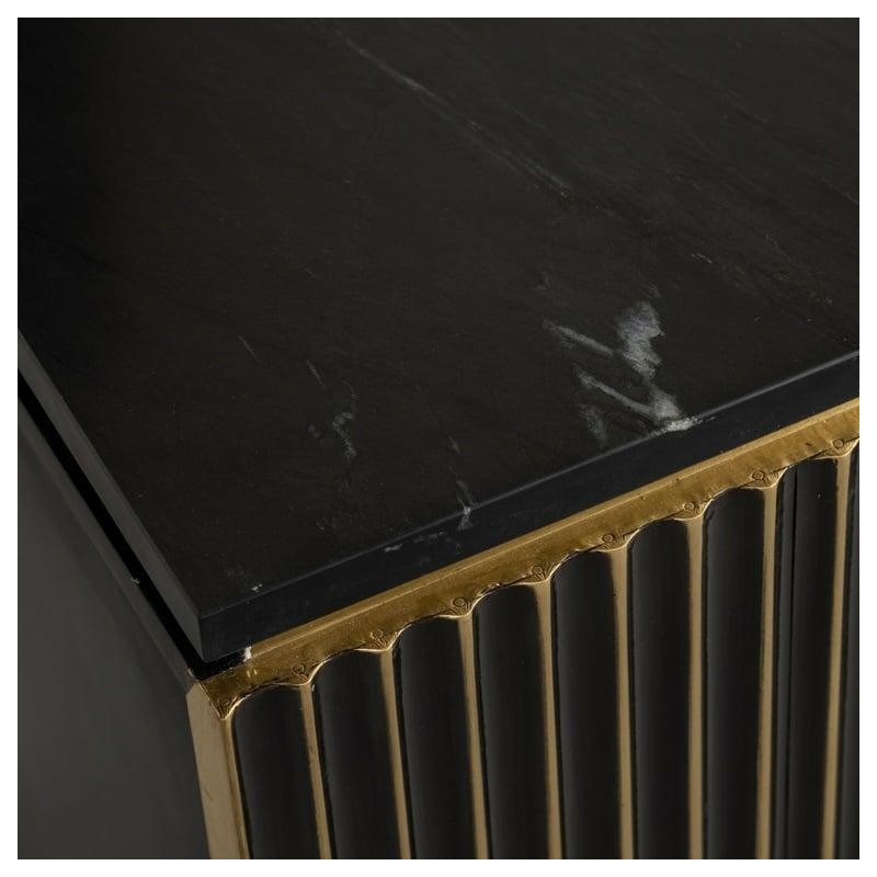 RICHMOND szafka nocna LES ARCS -          szczotkowane złoto, mosiądz, marmur, MDF