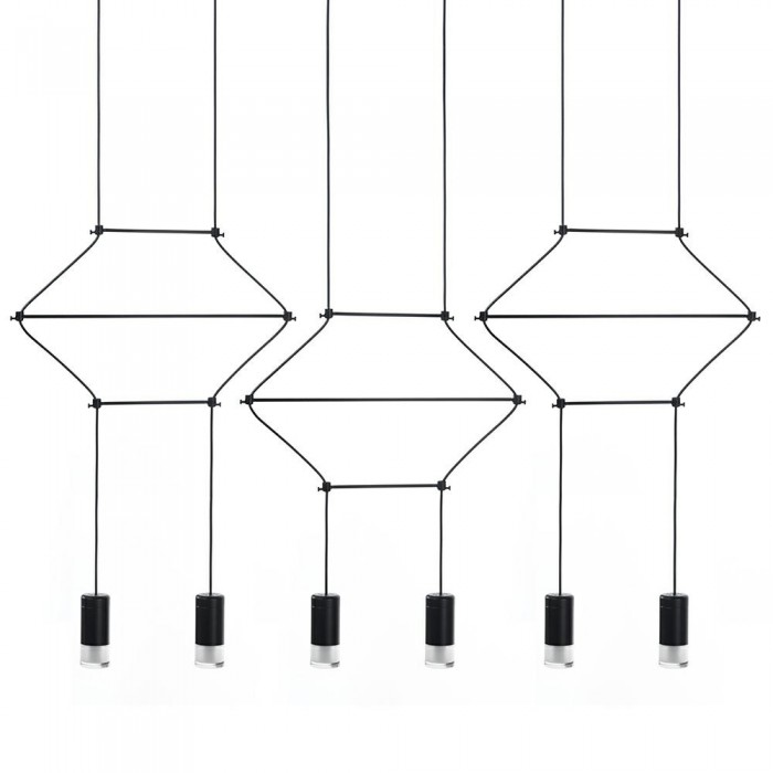 Lampa wisząca FLUSSO LINE 6 czarna