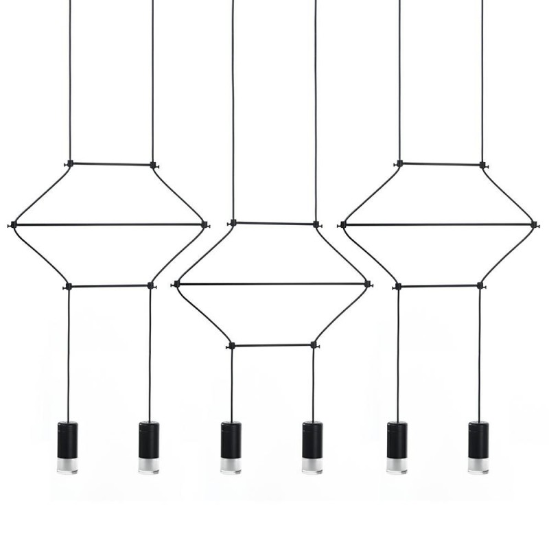Lampa wisząca FLUSSO LINE 6 czarna