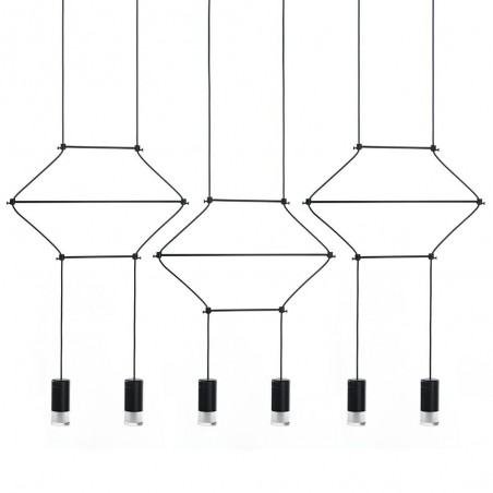 Lampa wisząca FLUSSO LINE 6 czarna