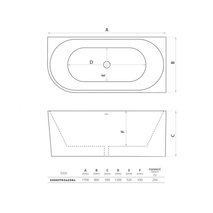 Lavita Oklahoma Wanna Przyścienna 170x59...