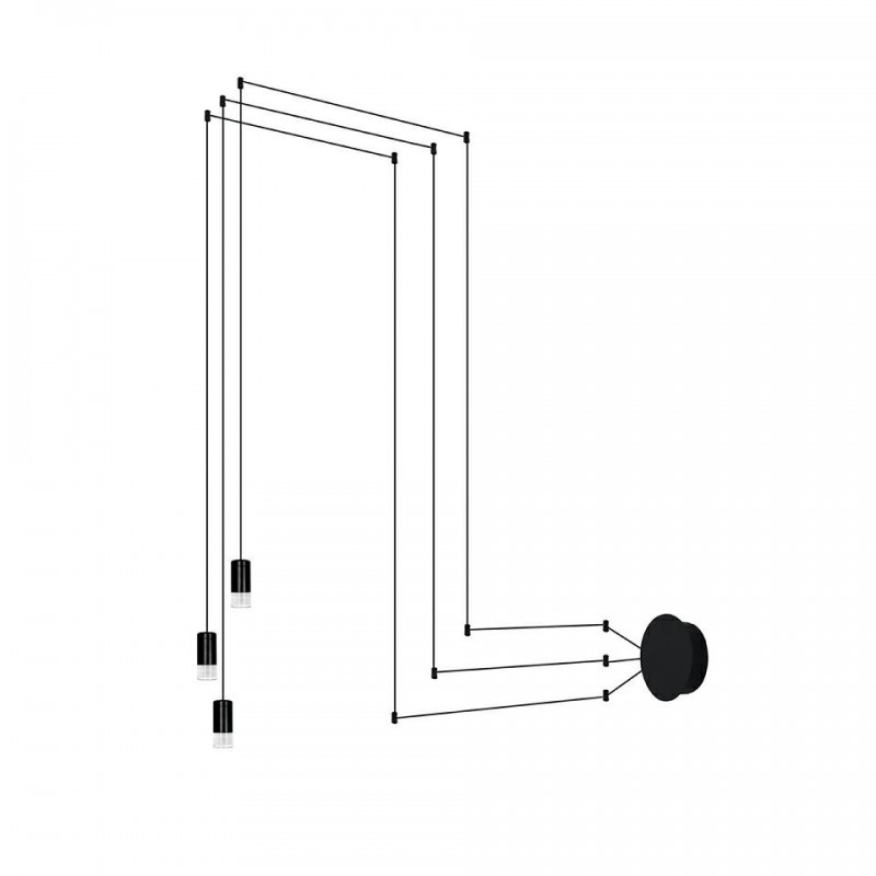 Lampa ścienna FLUSSO WALL 3 czarna