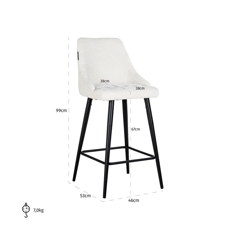 RICHMOND zestaw krzeseł barowych BROOKE   67 biały - 2 sztuki