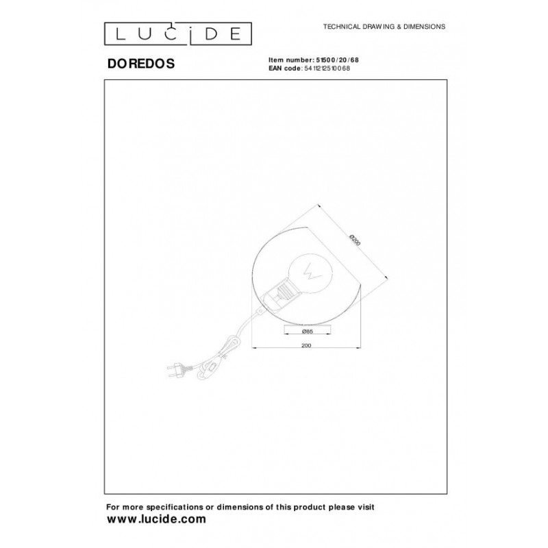 Lucide Lampa Stołowa Doredos 51500/20/68 Niebieski