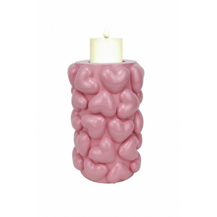 Richmond Świecznik Emel Hearts S Różowy