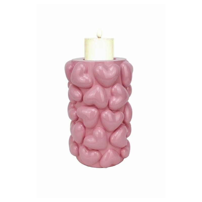 Richmond Świecznik Emel Hearts S Różowy