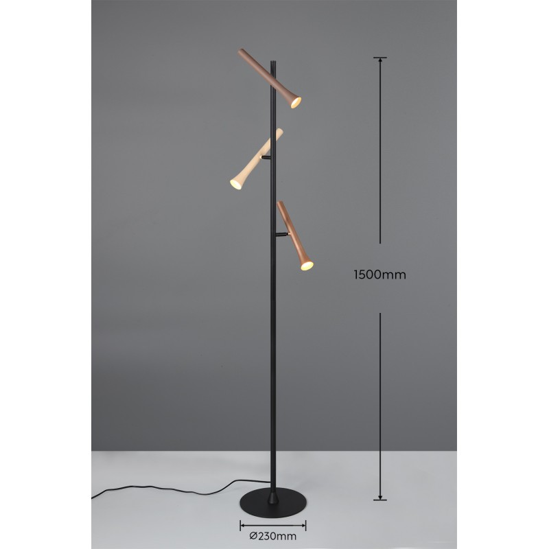 Trio Lampa podłogowa FIATO 452010317 czarny, brązowy i odcienie brązu