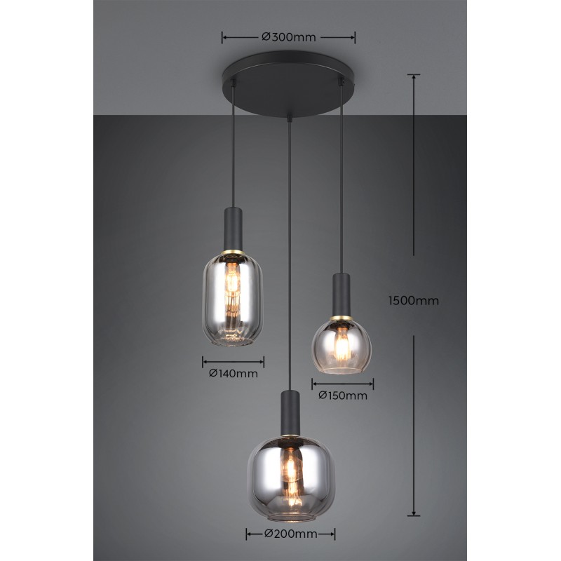 Trio Lampa wisząca nowoczesna DIVA 319830332 czarny