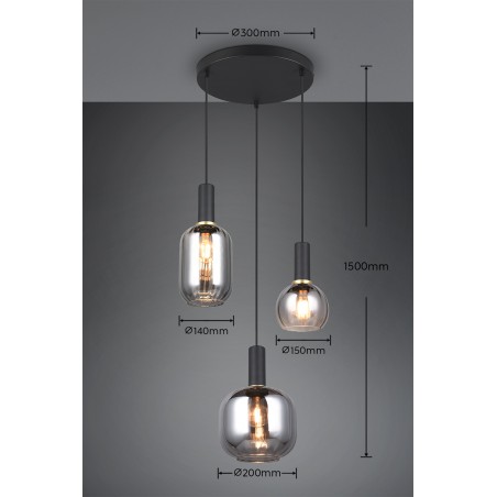 Trio Lampa wisząca nowoczesna DIVA 319830332 czarny