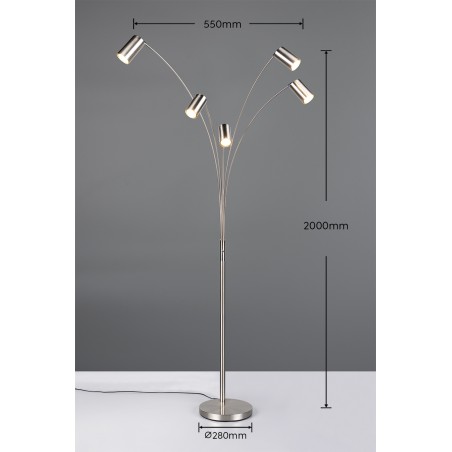 Trio Lampa podłogowa MARLEY 412400507 srebrny i odcienie srebra