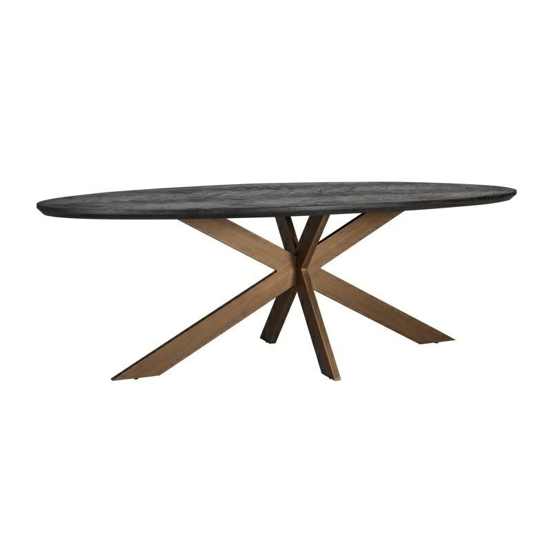 Richmond Stół Jadalniany Blackbone Brass - 230, Fornir Dębowy, Mosiądz, Metal