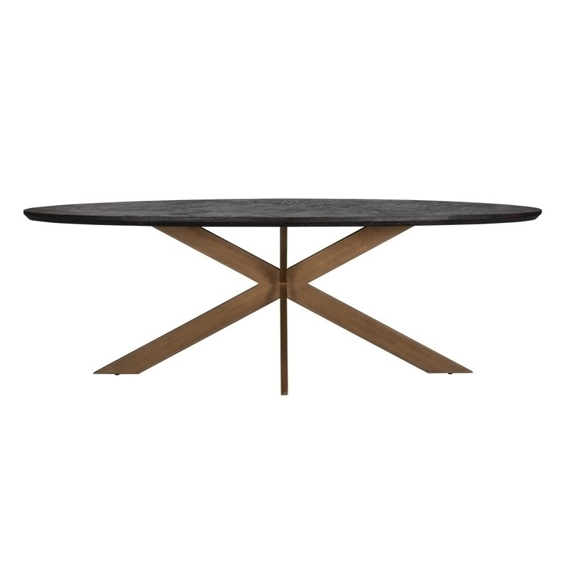 Richmond Stół Jadalniany Blackbone Brass - 230, Fornir Dębowy, Mosiądz, Metal