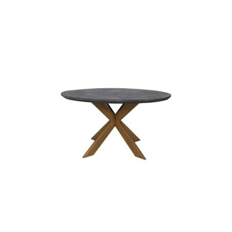 Richmond Stół Jadalniany Blackbone Brass - 140, Fornir Dębowy, Mosiądz, Metal