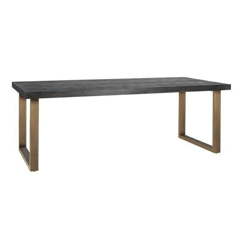 Richmond Stół Jadalniany Blackbone Brass - 180, Fornir Dębowy, Mosiądz, Metal