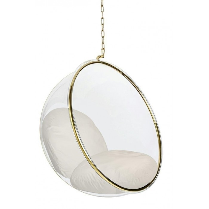 Fotel Wiszący Bubble Gold Velvet Poduszka Beżowa