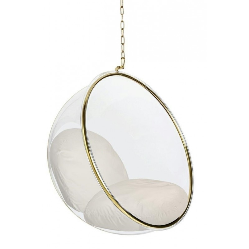 Fotel Wiszący Bubble Gold Velvet Poduszka Beżowa