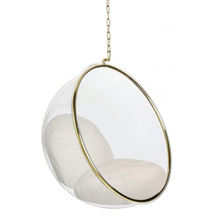 Fotel Wiszący Bubble Gold Velvet Poduszka Beżowa
