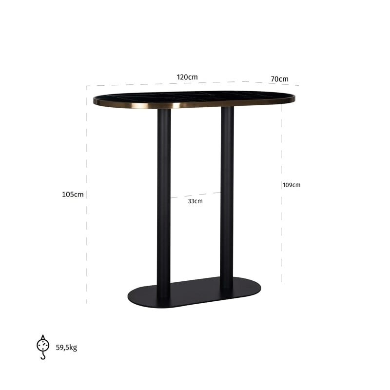 Richmond Stolik Barowy Zenza Czarny