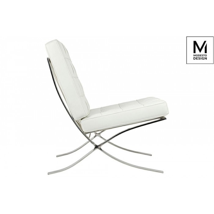 Modesto Fotel Barcelon Biały - Ekoskóra,  Stal...