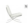 Modesto Fotel Barcelon Biały - Ekoskóra,  Stal Polerowana