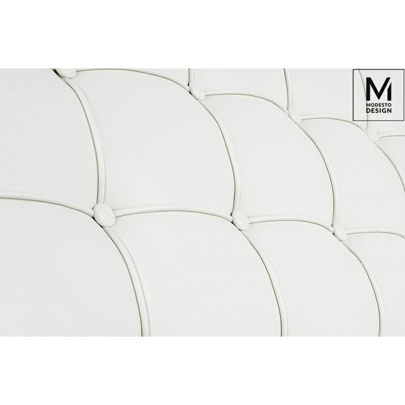 Modesto Fotel Barcelon Biały - Ekoskóra,  Stal Polerowana