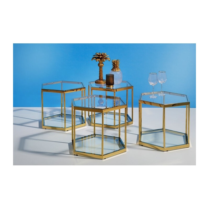 Kare Stolik Kawowy Comb Gold 45 Złoty