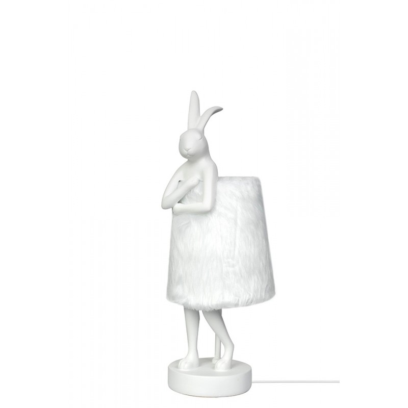 Kare Lampa Stołowa Rabbit Fur 50 Cm       Biała / Srebrna