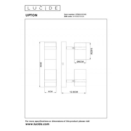 Lucide Reflektor Sufitowy Upton 57900/02/65 Czarny, Złoty I Odcienie Złota