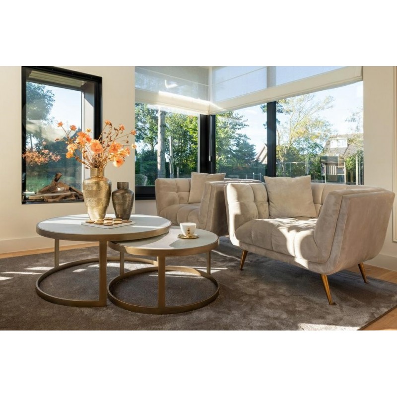 RICHMOND fotel HUXLEY KHAKI - welur, szczotkowane złoto