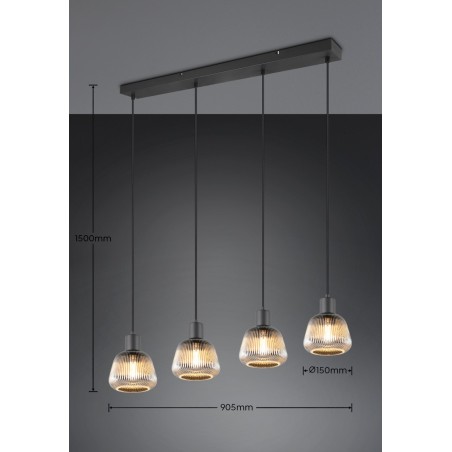 Trio Lampa wisząca nowoczesna TARIFA 362800432 czarny