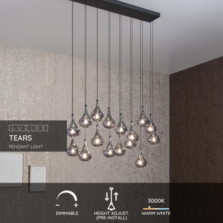 Lucide Lampa wisząca nowoczesna TEARS 70434/16/30 czarny