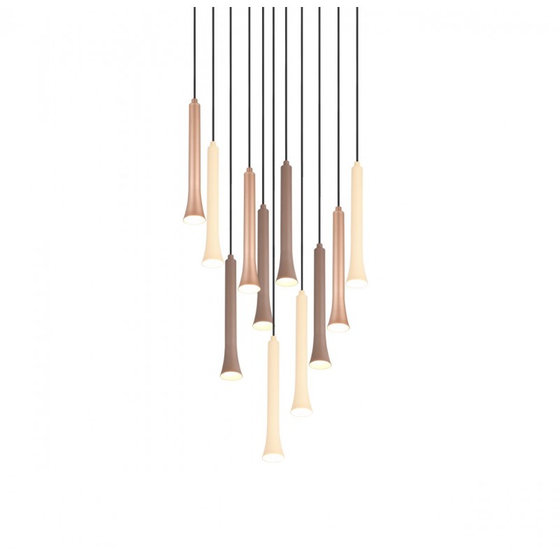 Trio Lampa wisząca LED nowoczesna FIATO 352091117 czarny, brązowy i odcienie brązu