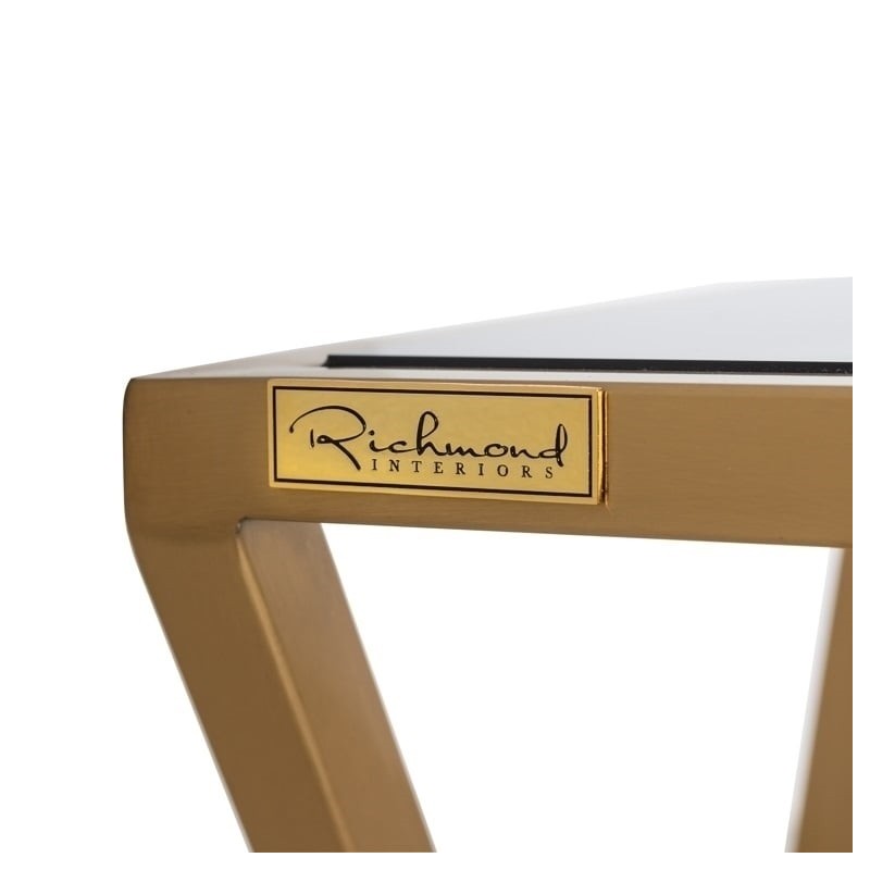 Richmond Stolik Paramount Złoty - Szkło, Stal Polerowana