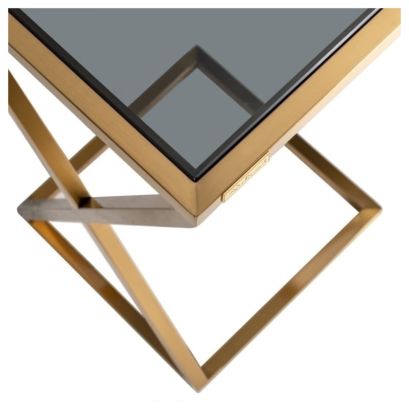 Richmond Stolik Paramount Złoty - Szkło, Stal Polerowana