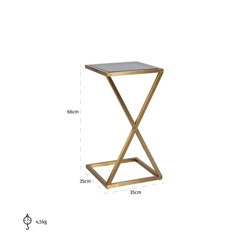 Richmond Stolik Paramount Złoty - Szkło, Stal Polerowana