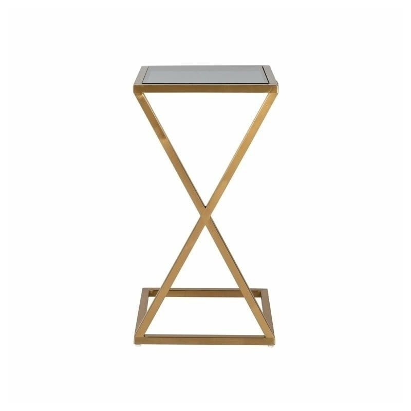 Richmond Stolik Paramount Złoty - Szkło, Stal Polerowana