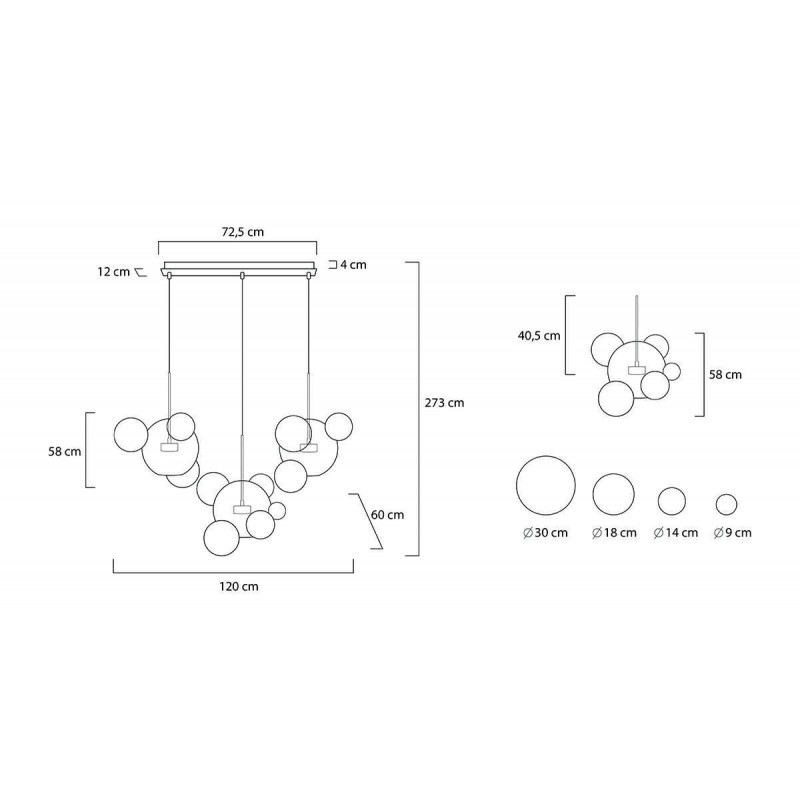Moosee Lampa Wisząca Capri Line 3 Złota   / Biała - 180 Led, Aluminium, Szkło