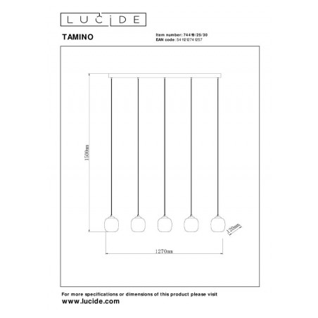 Lucide Lampa Wisząca Led Nowoczesna Tamino 74419/25/30 Czarny, Szary I Odcienie Szarości