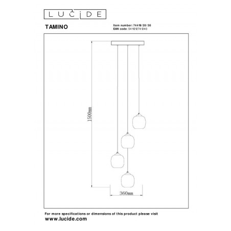 Lucide Lampa Wisząca Led Nowoczesna Tamino 74419/20/30 Czarny, Szary I Odcienie Szarości