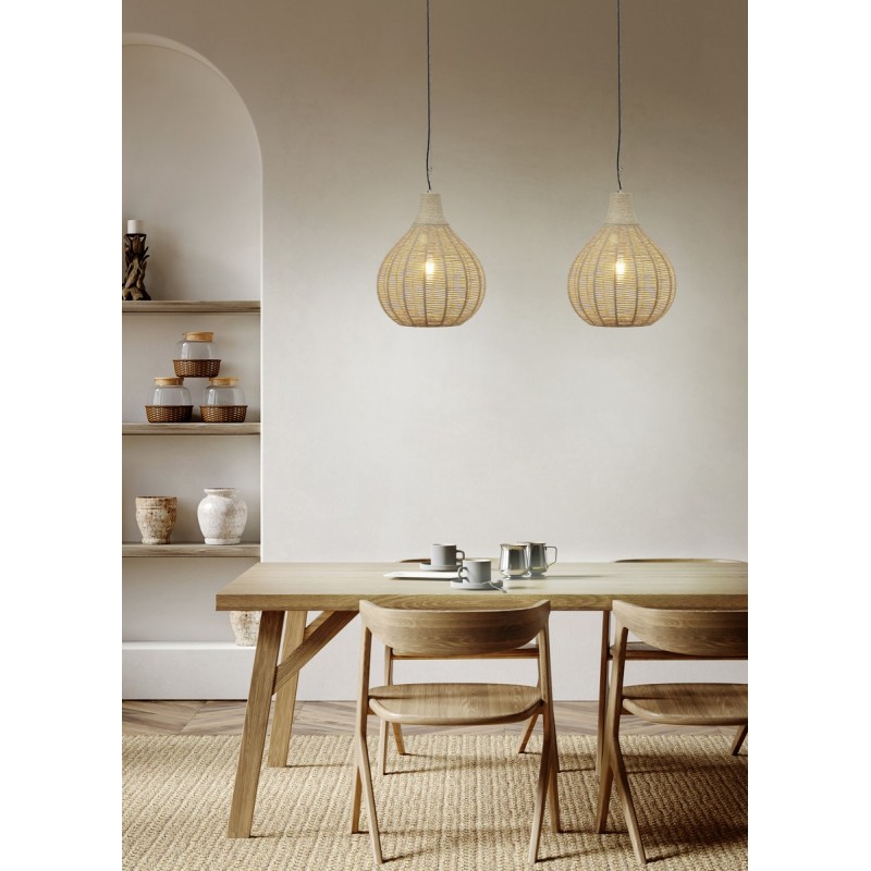 Trio Lampa Wisząca Nowoczesna Janne 366790136 Naturalny, Czarny