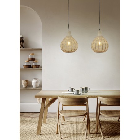 Trio Lampa Wisząca Nowoczesna Janne 366790136 Naturalny, Czarny
