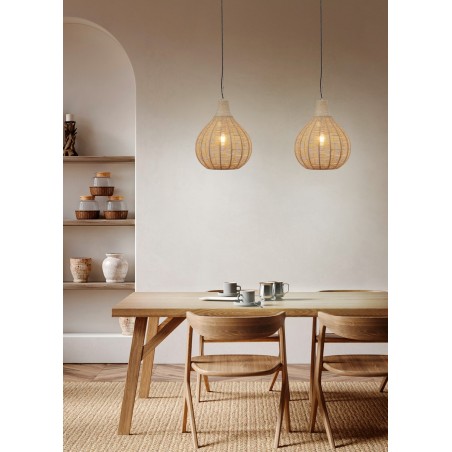 Trio Lampa Wisząca Nowoczesna Janne 366790136 Naturalny, Czarny