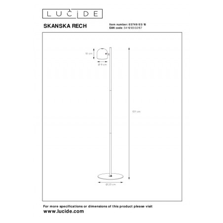 Lucide Lampa Podłogowa Skanska Rech 03749/03/15 Szary I Odcienie Szarości, Czarny
