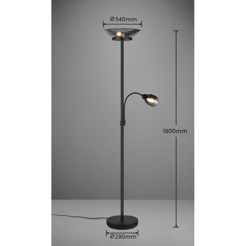 Rl Lampa Podłogowa Gerry R40063132 Czarny, Srebrny I Odcienie Srebra