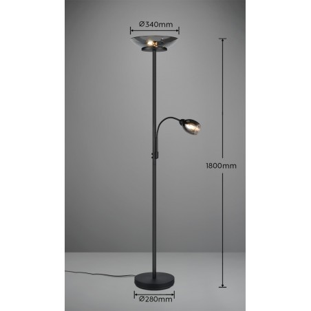 Rl Lampa Podłogowa Gerry R40063132 Czarny, Srebrny I Odcienie Srebra