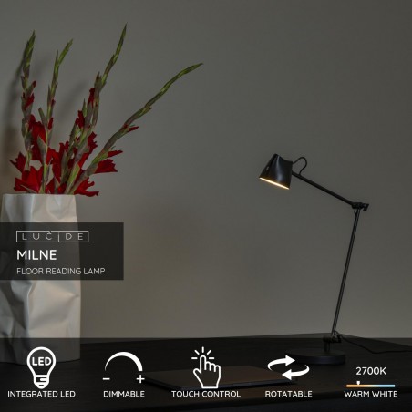 Lucide Lampa Podłogowa Milne 44616/06/30 Czarny
